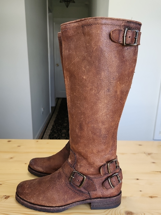 Frye Shoes - Frye Veronica Back Zip Tall Boots Three Buckles Riding 7.5